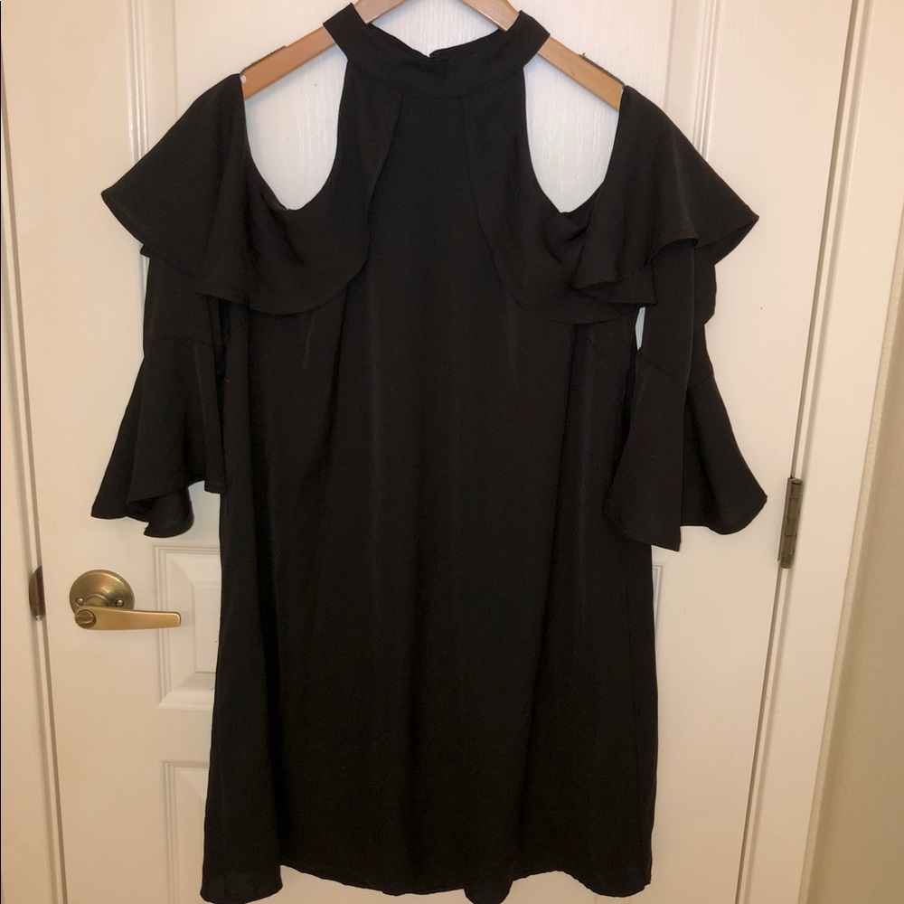 Entro Black Cut-Out Shoulder Dress